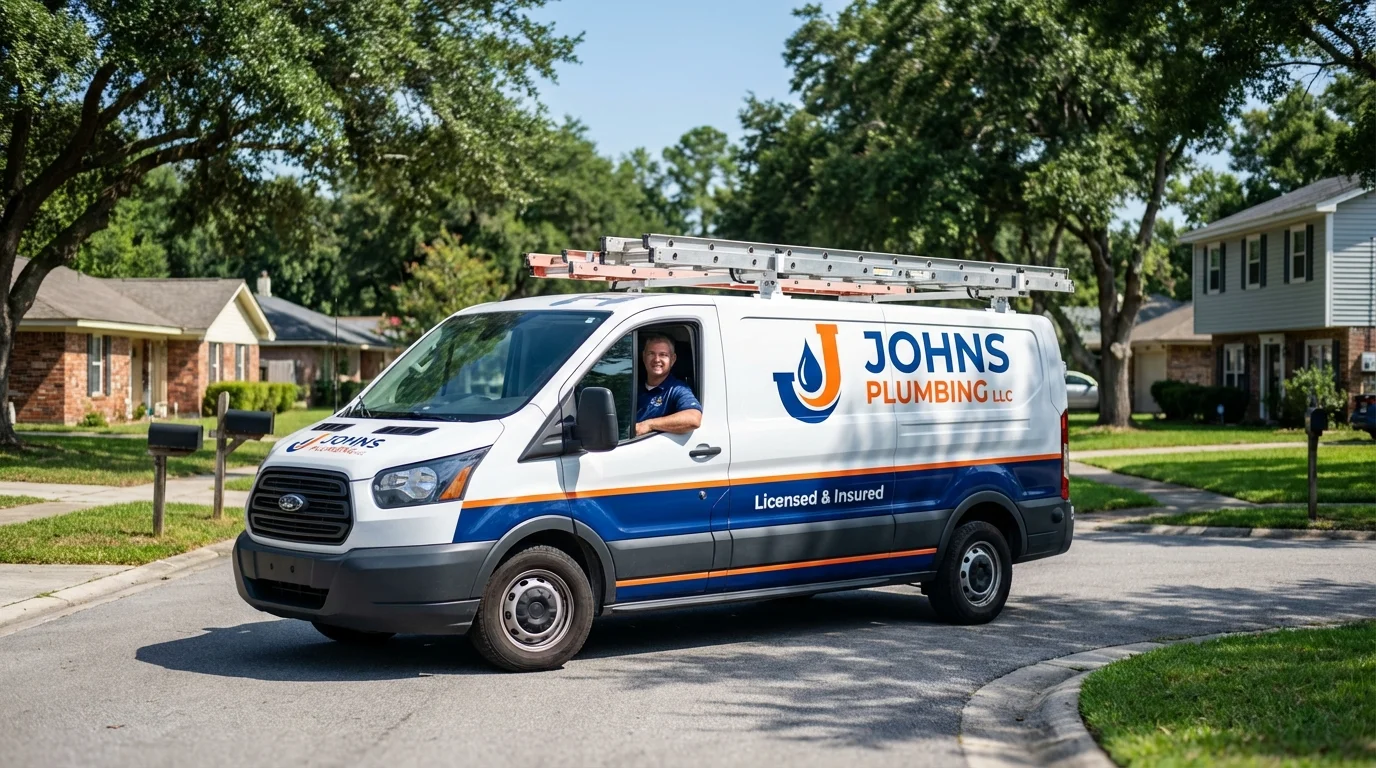 Johns Plumbing LLC service van in Duarte, CA