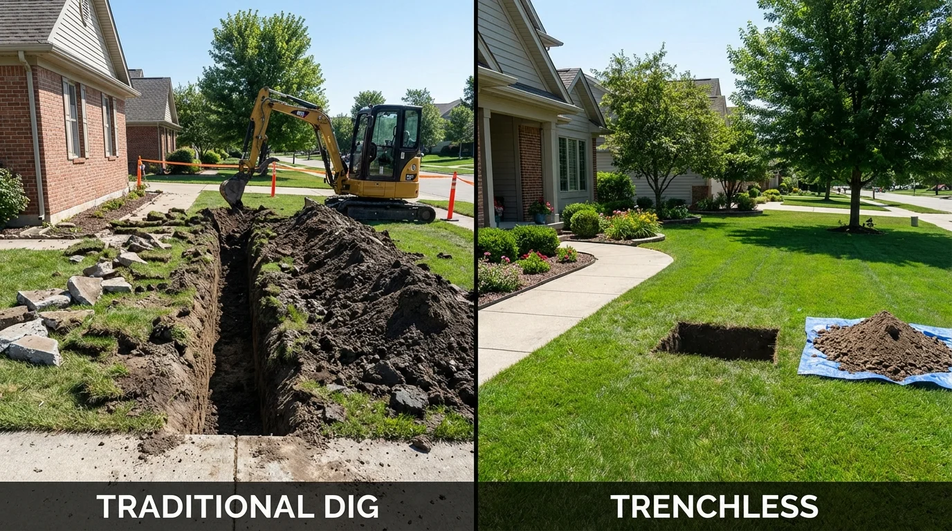 Trenchless sewer repair with minimal yard damage versus traditional excavation in Duarte, CA